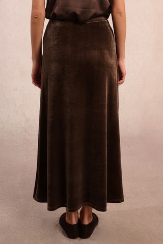Jupe midi en velours taille haute - Marron - Molly Bracken