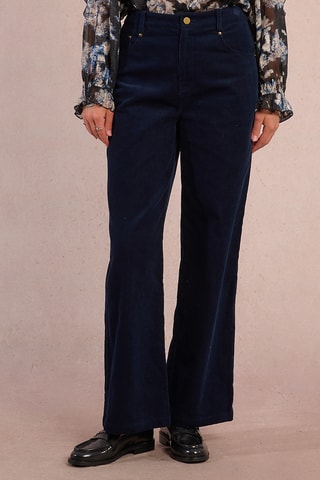 Pantalon large en velours - Bleu marine - Molly Bracken