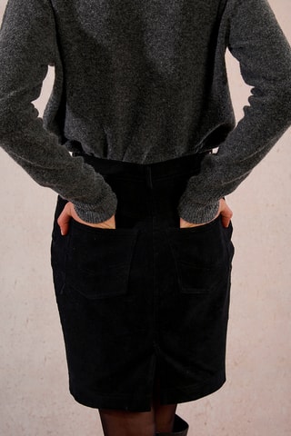 Jupe droite en velours taille haute - Noir - Molly Bracken