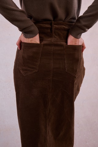 Jupe longue en velours - Marron - Molly Bracken