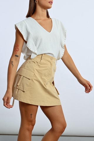 Minijupe taille haute - Beige - Lili X Molly