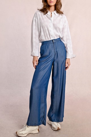 Pantalon large taille haute - Bleu électrique - Molly Bracken