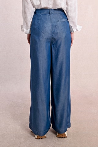 Pantalon large taille haute - Bleu électrique - Molly Bracken