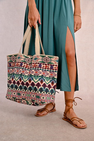 Cabas - Vert foncé et beige - Molly Bracken