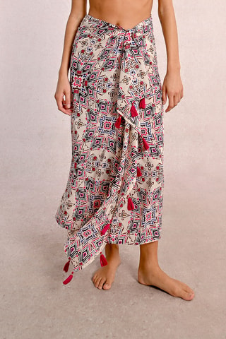 Paréo - Ecru et fuchsia - Molly Bracken