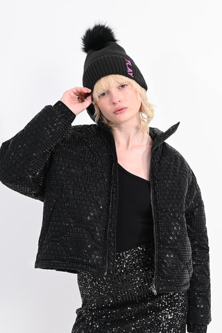 Bonnet à pompon - Noir - Lili Sidonio