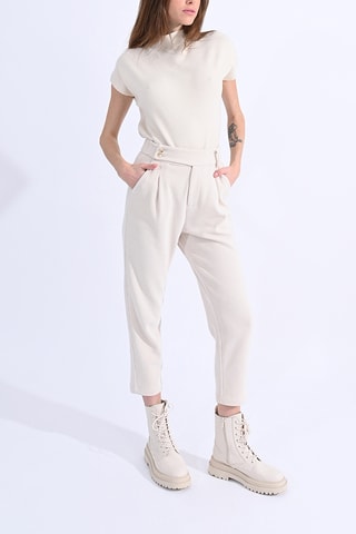 Pantalon 7/8 en velours taille haute - Ecru - Molly Bracken