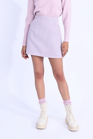 Minijupe en tweed taille haute - Mauve - Molly Bracken
