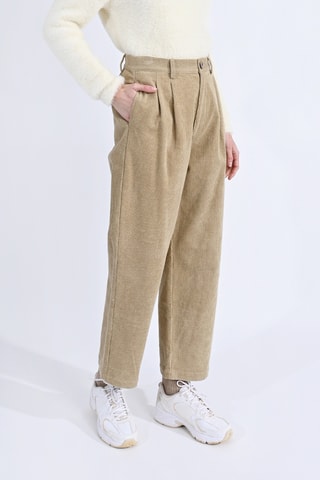 Pantalon en velours taille haute - Beige - Molly Bracken