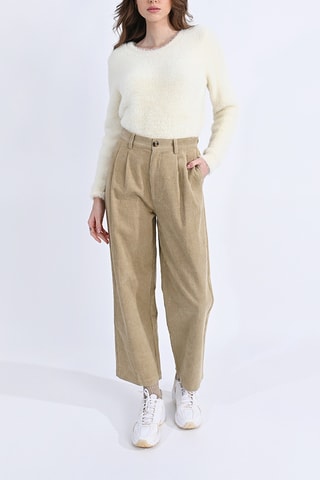 Pantalon en velours taille haute - Beige - Molly Bracken