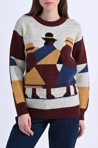 Pull - Ecru chiné et bordeaux - Molly Bracken