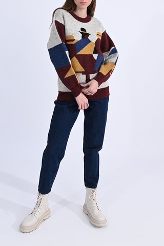 Pull - Ecru chiné et bordeaux - Molly Bracken