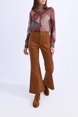 Pantalon flare en velours - Camel - Molly Bracken