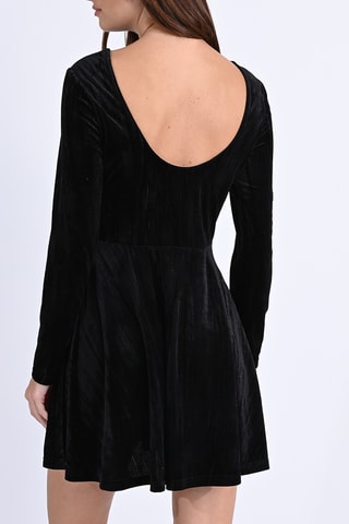 Vestido evasé de terciopelo - Negro - Molly Bracken
