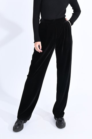 Pantalon wide legs en velours - Noir - Molly Bracken
