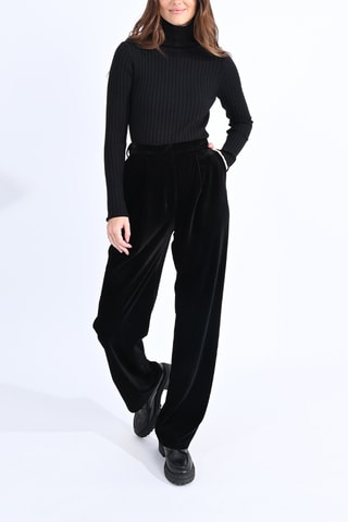 Pantalon wide legs en velours - Noir - Molly Bracken