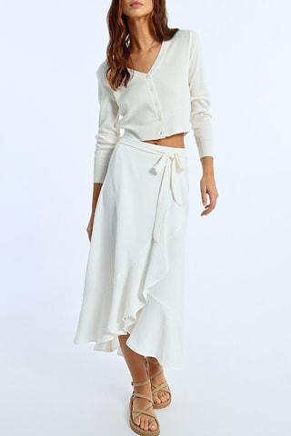 Jupe portefeuille taille haute - Blanc - Lili Sidonio