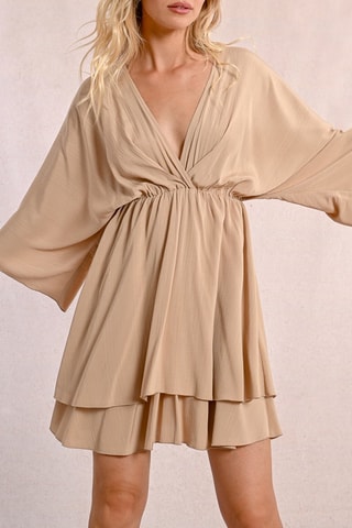 Vestido avolantado - Beige