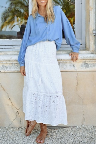 Jupe longue en broderie anglaise - Blanc - Molly Bracken