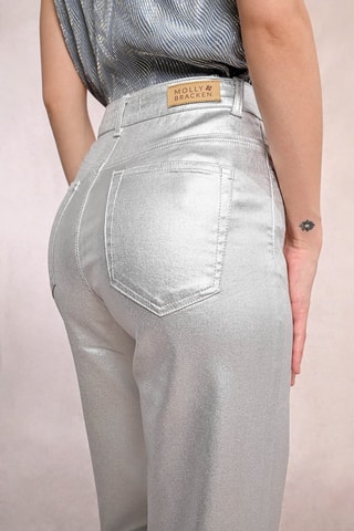 Pantalon taille haute - Argenté - Molly Bracken