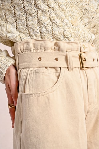 Short en jean taille haute - Ecru - Molly Bracken