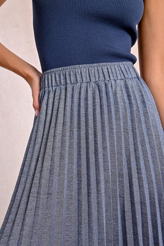 Jupe plissée taille haute - Bleu clair chiné - Molly Bracken