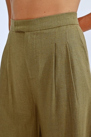 Pantalon en lin taille haute - Kaki - Lili Sidonio