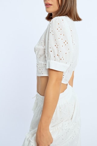 Crop top en broderie angalsie - Blanc - Lili Sidonio
