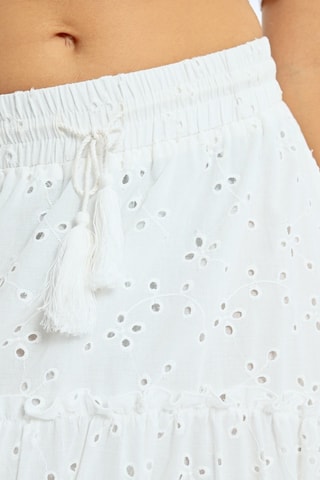 Jupe longue en broderie anglaise taille haute - Blanc - Lili Sidonio