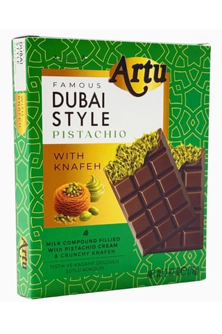 4 x Tablettes de chocolat au lait avec Kadayif et crème de pistache Dubai Style - 80 g