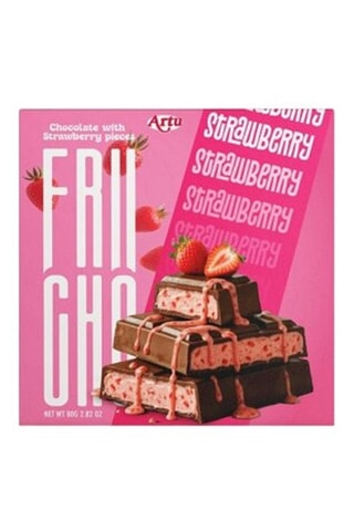 4 x Tablettes de chocolat au lait fourré crème fraise et morceaux de fraises confites - 80 g