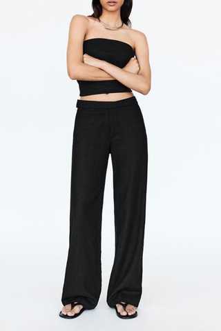 Pantalon en lin taille haute - Noir