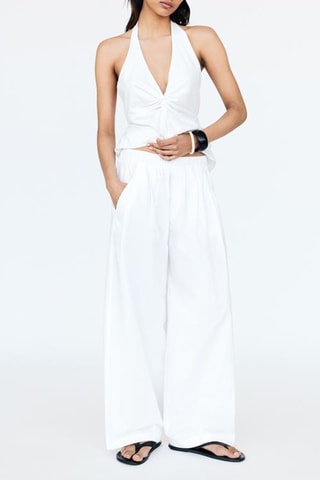 Pantalon taille haute - Blanc