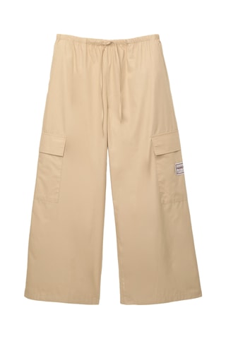 Pantalon cargo taille haute - Beige