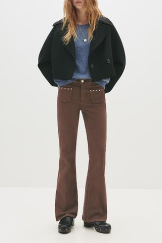 Pantalon bootcut taille haute - Marron
