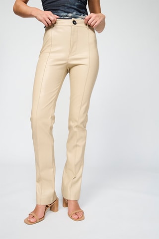 Pantalon droit taille haute - Beige