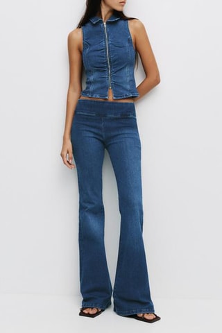 Jean flare taille haute - Bleu