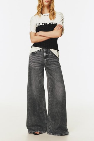 Jean wide legs taille haute - Gris foncé