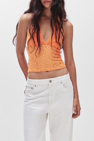Crop top en dentelle - Orange