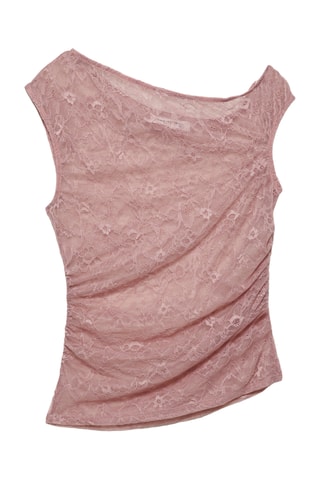 Top en dentelle - Vieux rose