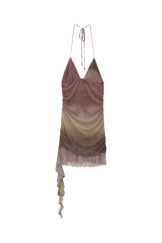 Robe volantée - Marron manque matière