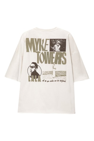 T-shirt Myke Towers - Blanc cassé