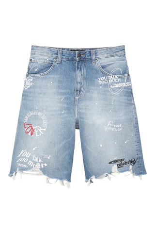 Bermuda baggy en jean - Bleu cobalt