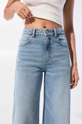 Jean wide legs taille haute - Bleu