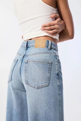 Jean wide legs taille haute - Bleu