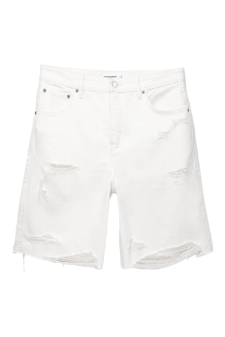 Short straight en jean - Blanc
