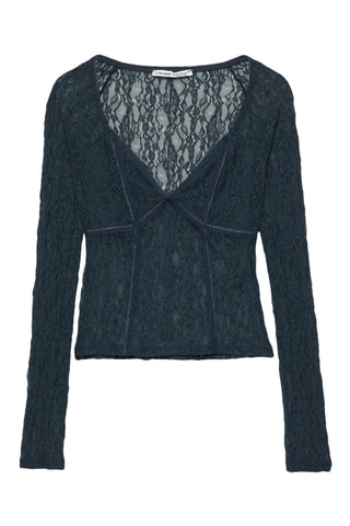 Top en dentelle - Bleu-gris