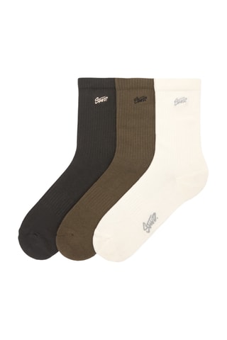 3 paires de chaussettes - Noir, kaki et écru