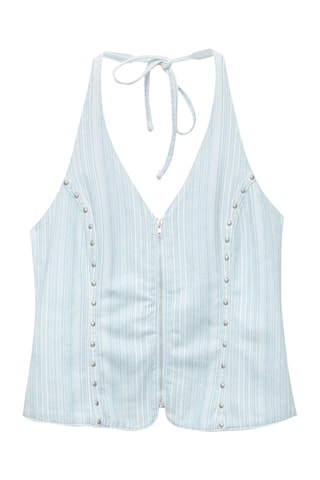 Top - Turquoise et blanc