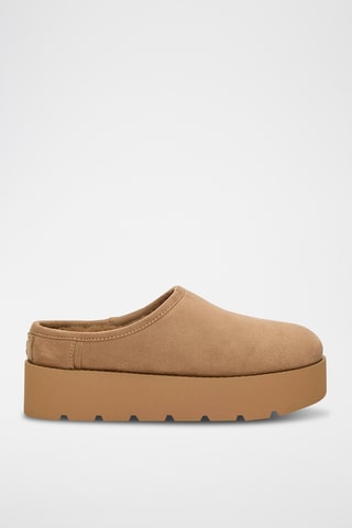 Gevoerde platform Clogs- Camel